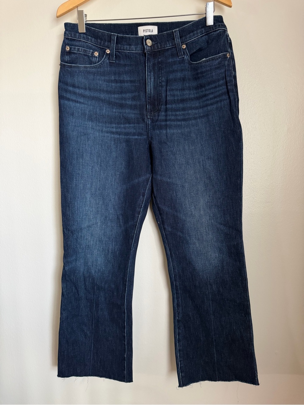 Pistola Lennon High Rise Boot Jean Raw Hem Dark Wash Blue Women Size 31